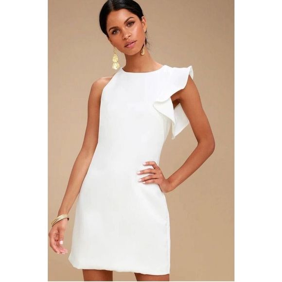 Lulu’s Dinah White One-Shoulder Dress M - Picture 2 of 12